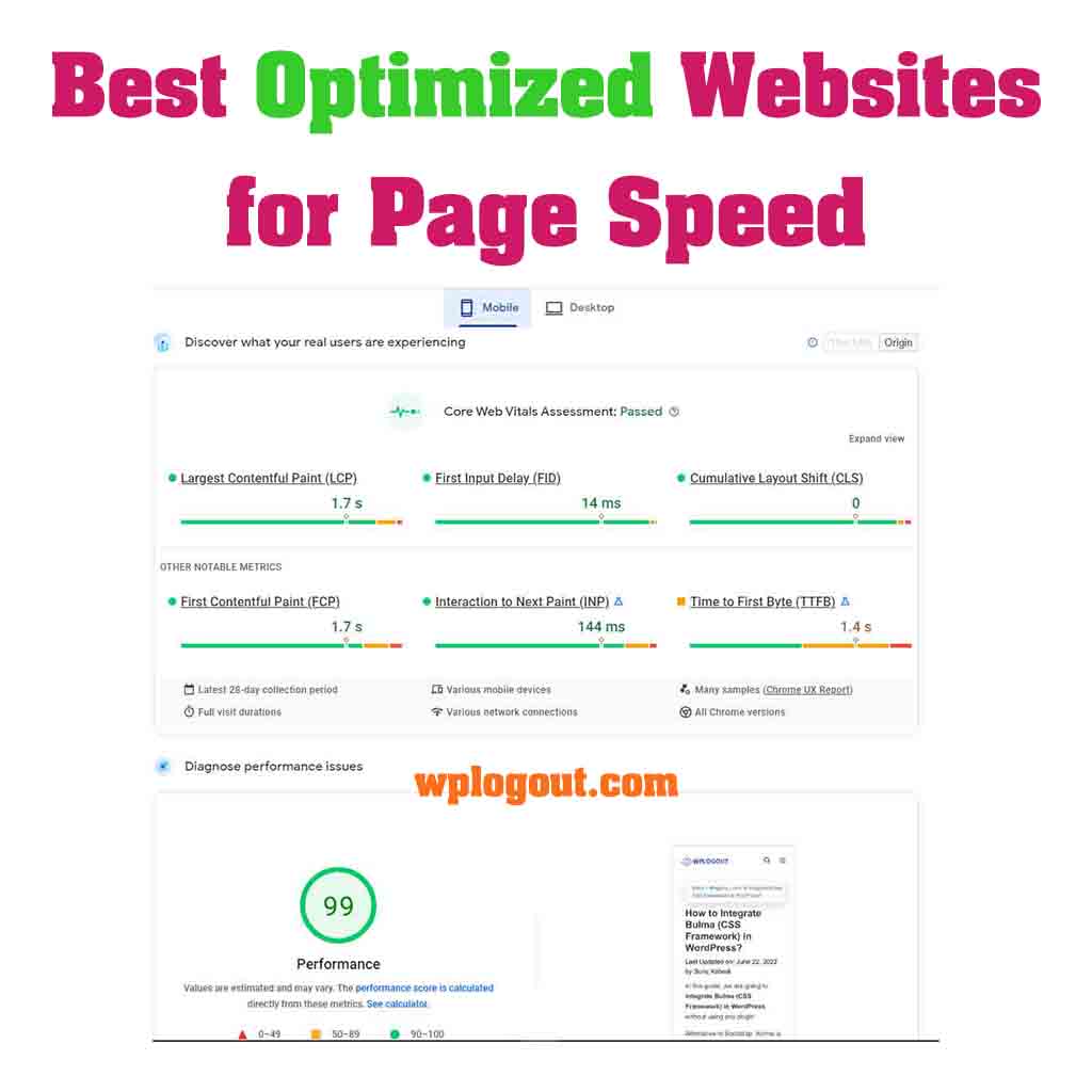 Best Optimized Websites for Page Speed